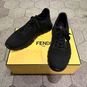 FENDI Fabric Runner “Bag Bugs” Sneakers, Black, UK Size 7.5